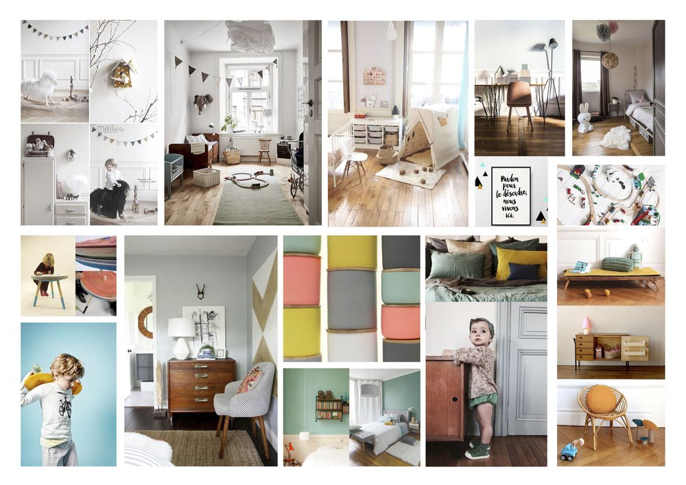 Planche d’ambiance D’intérieur : Vintage / Lumière & Bois / Chambre d'enfant