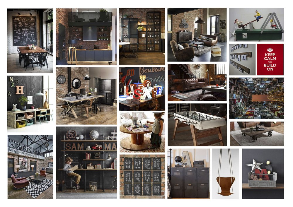 Planche d’ambiance D’intérieur : Industriel / Métal & Brique / Loft