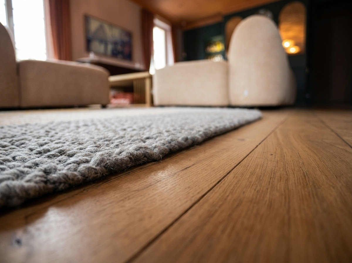 Détail du tapis et du parquet du salon