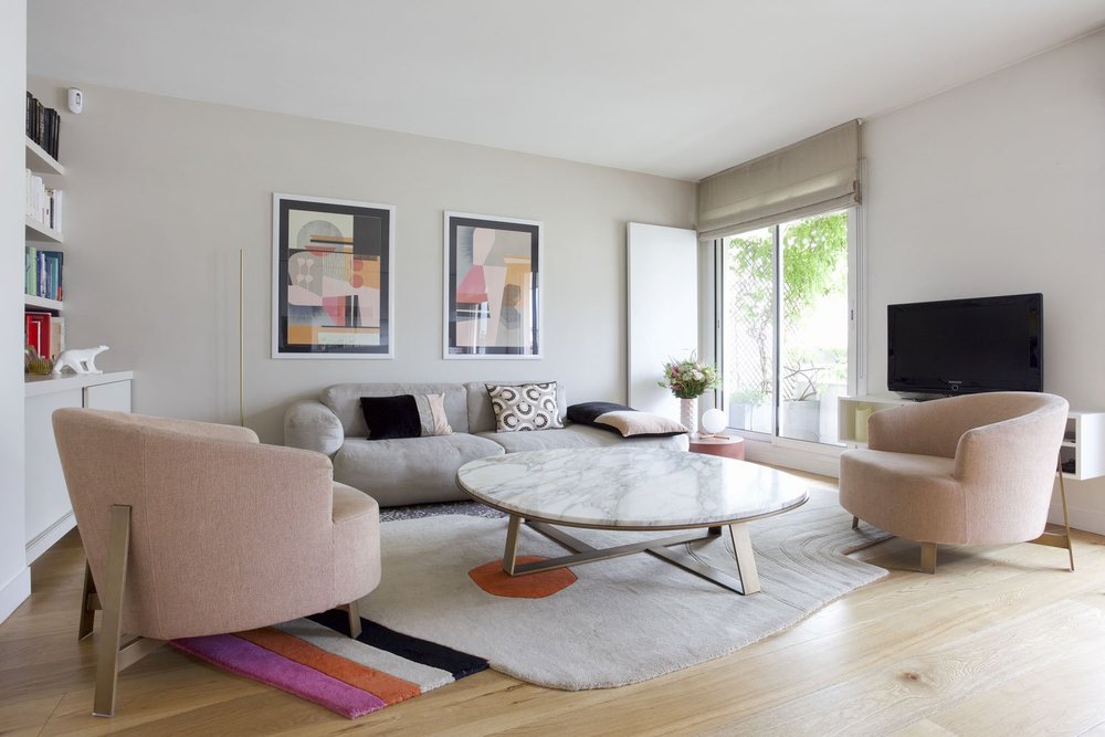 Salon poudré sur tapis excentrique | Saint-Mandé — réalisation D’intérieur